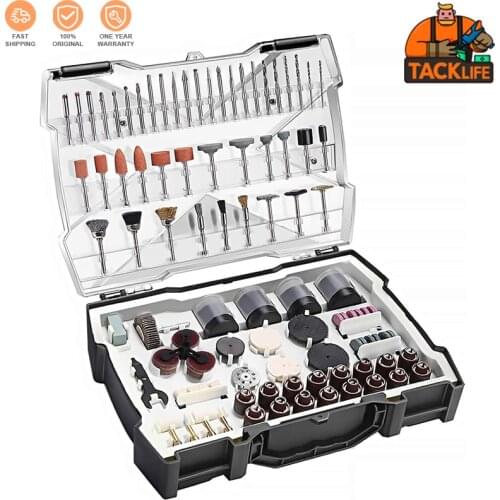 TACKLIFE Rotary Tool Accessories Kit 361 Pieces 1/8-Inch Diameter Shanks Universal Fitment For Easy Cutting, Grinding, Sanding