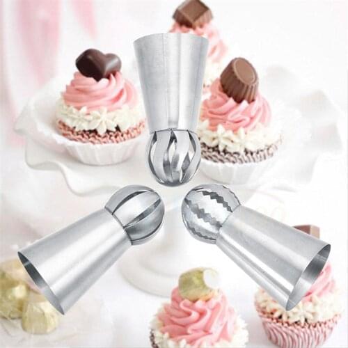 Set Of 3 Torch Spheral Paste Stainless Steel Spheral Icing Tube Pastries Cream Floral Torch Pastries Tube Decoration Tools