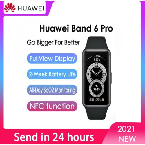 Original Huawei Band 6 pro Smartband Blood Oxygen LED Screen Heart Rate Tracker Sleep monitoring thermometer NFC Smartband