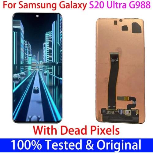 100% Original LCD For Samsung Galaxy S20Ultra G988 SM-G988F G988B/DS lcd Display and Touch Screen With Defect Digitizer Assembly