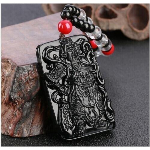 Obsidian square the duke guan domineering sweater chain necklace ward off bad luck necklace