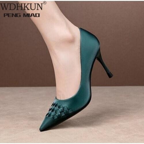Sexy Satin Silk Weave Women Pumps Green Pointed Toe Stiletto High Heels Temperament Single Shoes Elegant Lady Party Dress Shoes