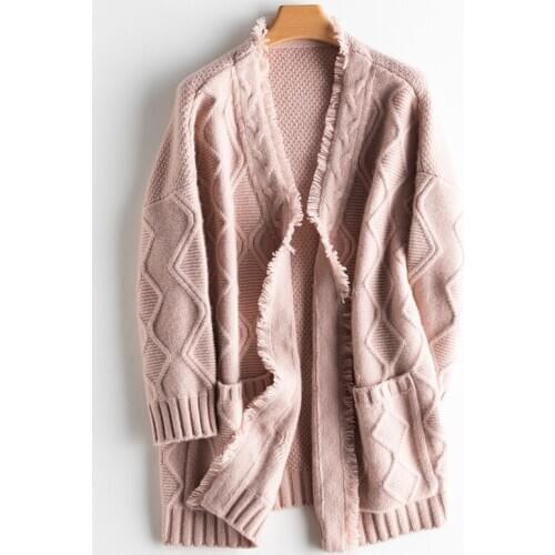 Thick coat cashmere cardigan Women Cashmere sweater Knitted twist coat autumn winter new outer shawl cashmere cardigan