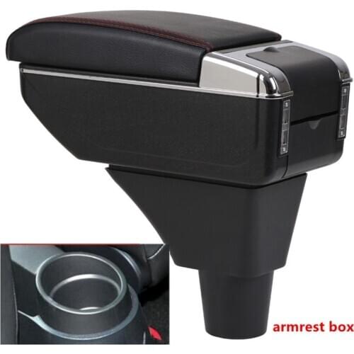 For Seat ibiza armrest box central Store content Storage box Seat armrest box with cup holder ashtray USB interface