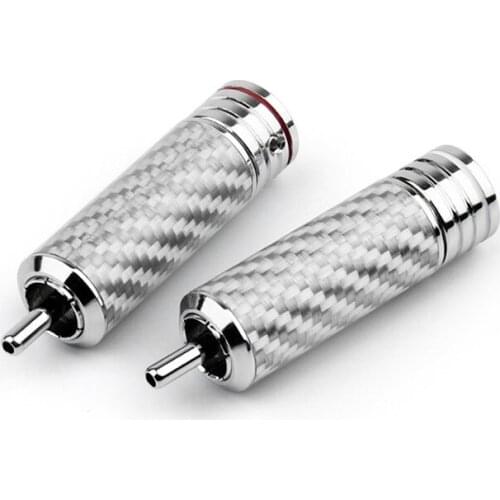 Rhodium Plated RCA Plug CMC Speakon Connector Speaker Terminals Carbon Fiber Audio Jack Male Length 54mm OD 10mm Soldering