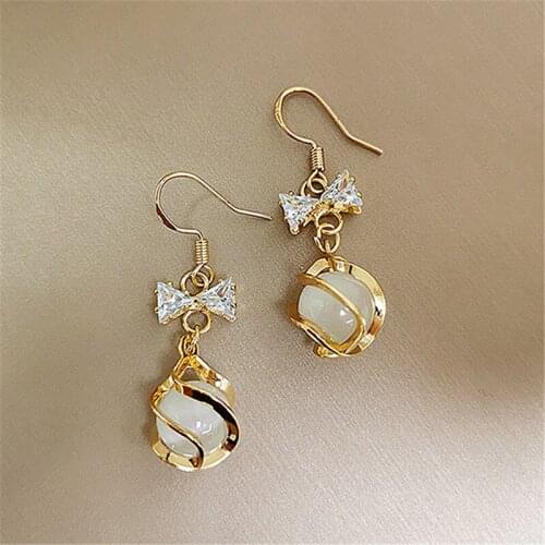 2021 New Arrival Metal Vintage Water Drop Women Dangle Earrings Bowknot Earhook Earrings Women Long Simple Elegant Jewelry