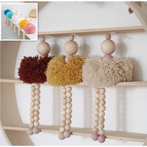 Nordic Ballet Girl Adornment Wooden Beads Ornament Dancer Nursery Baby Room Decor Tent Ornament Photography Props Best Gifts