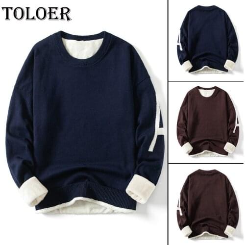 Fashion Men New Handsome Pullover Sweater Letter Printing Mens Round Neck Knitted Sweater Long Sleeves Tops Male Thick Sweaters