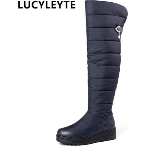 Warm ladies breathable snow boots winter zipper plush fluffy winter boots waterproof platform thick bottom anti-slip boots