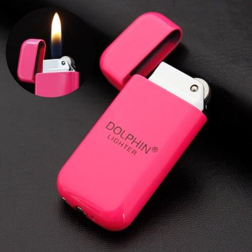 Ultra Thin Grinding Wheel Creative Metal Mini Inflatable Open Flame Butane Gas Lighter Smoking Cigarette Accessorie Gift For Men