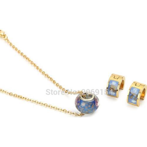 Vintage Choker Necklace Fashion Earring For Women Charm Gold Jewelry Sets Stainless Steel Chain Necklace Clasic Pendant