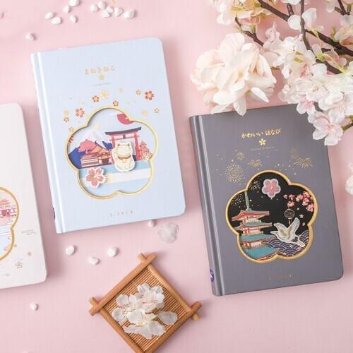High Quality Exquisite Ancient Painting Style Cherry Blossom Diary Notebook Journals Agenda Planner Sets Kawaii Stationery Gifts