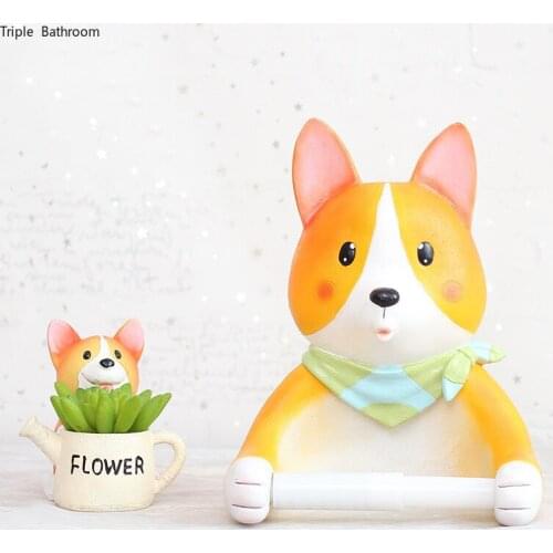 1pc Cute Animal Shape Resin Toilet Paper Holder Towel Rack Punch-free Wall-mounted Paper Towel Storage Bracket Bathroom Supplies