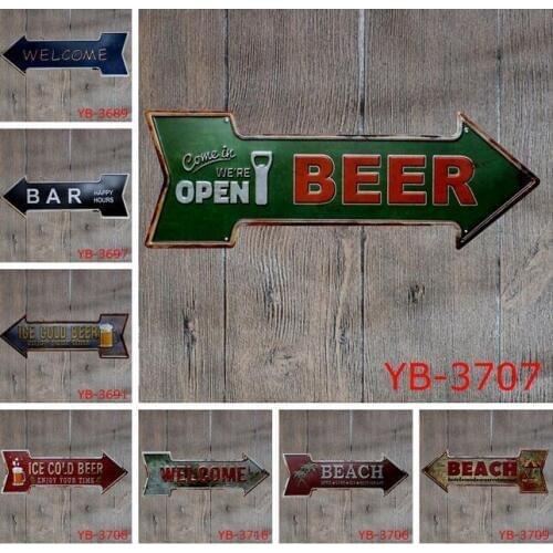 10pcs Coffee Beer Garage cupcake Exit Vintage Arrow Irregular Tin Sign Gift Craft Wall Plaque Cafe Supermarket Decor