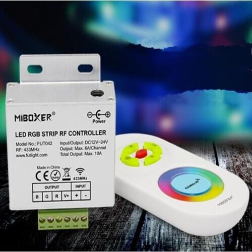 10PCS Mi Boxer FUT042 DC12V-24V 433MHz RGB LED Strip controller with RF remote max 10A for 5050 3528 RGB led strip light tape