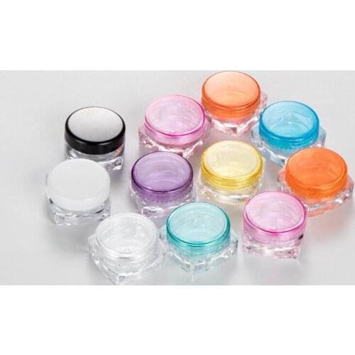 Square Container small plastic cosmetic packaging cream lotion bottle jar with black white yellow blue pink orange cap 200pcs