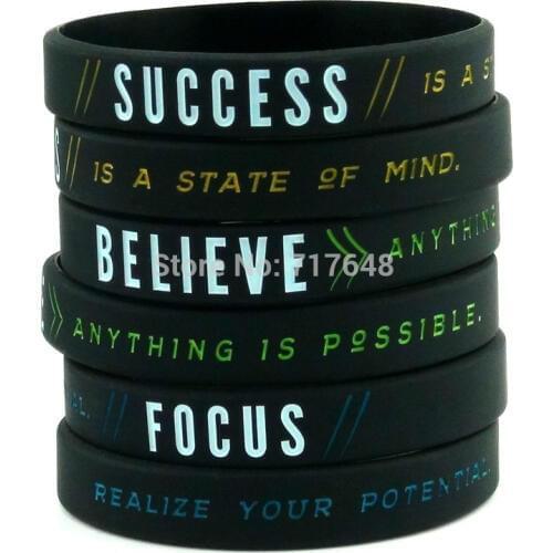300PCS Success, Focus, & Believe Motivational wristband silicone bracelets free shipping by FEDEX