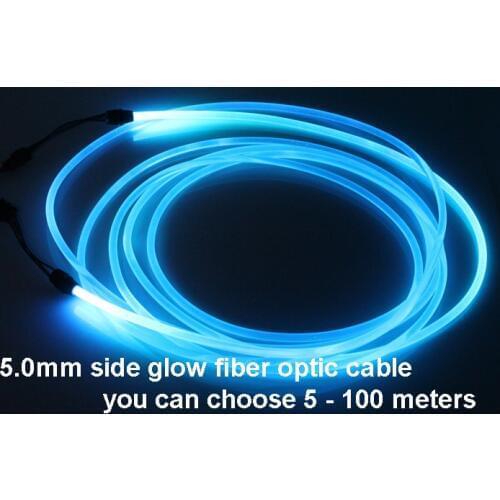 5meters 5.0mm side glow fiber optic cable for Decorative outline