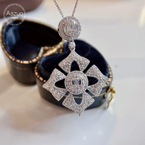 Aazuo 18K White Gold Real Diamonds 1.20CT Big Windmill Necklace With Real Gold Chain 45CM Gift For Women Engagement Party Au750