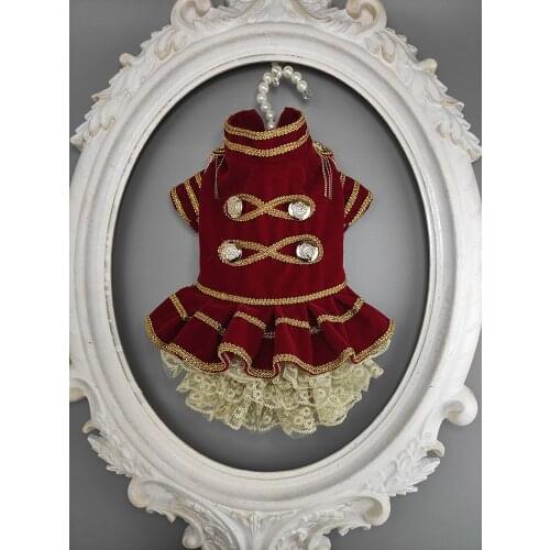 Free Shipping Handmade Dog Clothes Wine Colored Velvet Double Breasted Noble General Style Uniform Pet Tuxedo Suit 2 Choice Cats