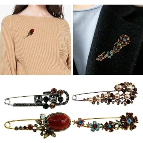 Novelty Brooch Clips Vintage Shirts Cardigan Collar Safety Pins for Women