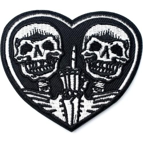 Black Heart Skull Size:7.2X8.2cm Cloth Patch Badge Embroidered Cute Badges Abstract Iron On Kids Patches For Clothes Stickers