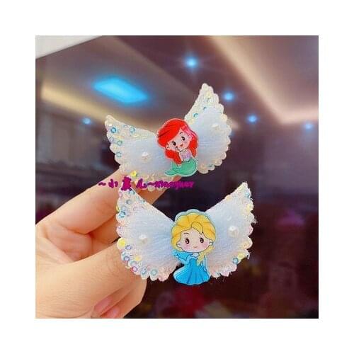 Disney Princess Angel Anime Headwear Kids Accessories Cartoon Hairband Child Girls Hair Pin Birthday Gifts New