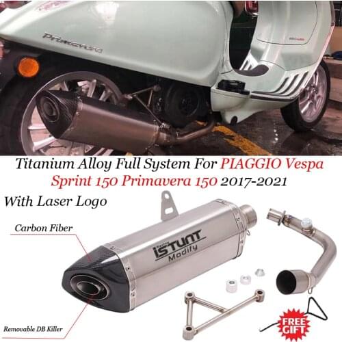For PIAGGIO Vespa Sprint 150 Primavera 150 2017-2021 Muffler Titanium Alloy Full System Motorcycle Exhaust Pipe Escape Moto