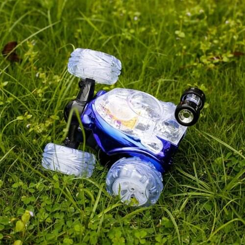 HGRC RC Stunt Rollover Car With Flashing LED Light Climbing 3D Flip Off-Road Tipper Model Electric Automatic Car Toys for boys