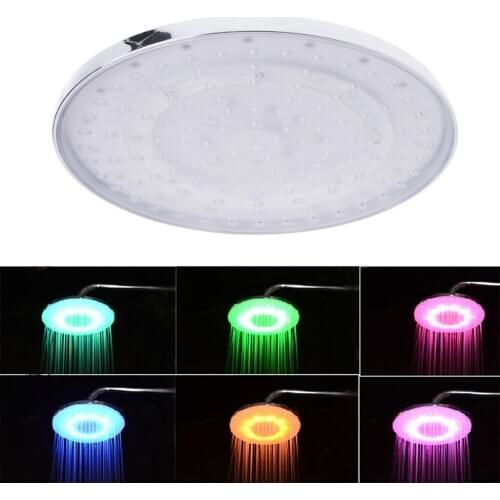 HNGCHOIGE 1 PC Stainless Steel 8" inch RGB LED Light Rain Shower Head Bathroom