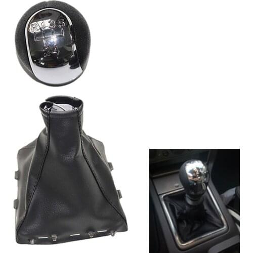 Chrome & Leather Car Shift Gear Knob Lever Gaitor Boot Cove For Opel Vectra C 2002-2005