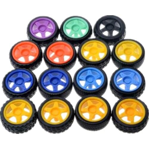 Toy 4WD Smart Car TT Wheel Robot Tire Rubber Wheel smart car DIY Wheel TT Motor color robot Wheel Tracing line car accessories