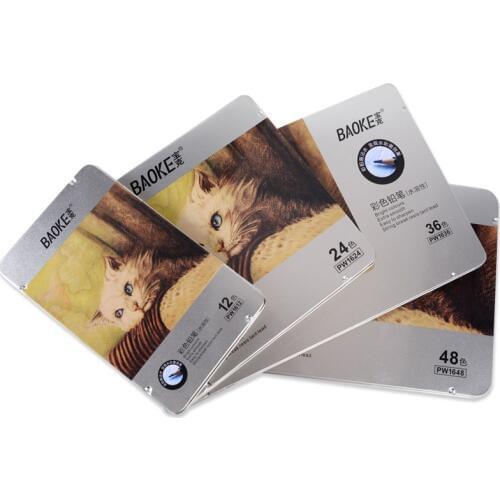 BAOKE 72 color watercolor pencil art student office special tin packaging color lead