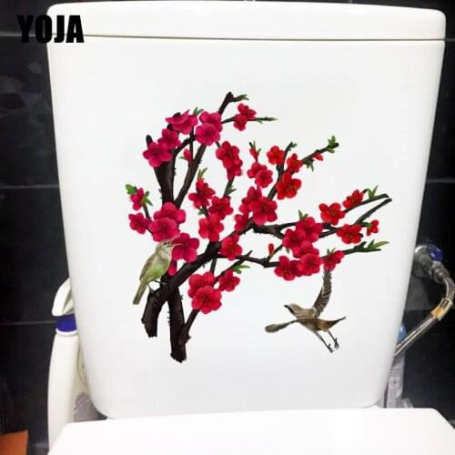 YOJA 22.4X22.8CM Classical Art Home Wall Sticker Plum Blossom Branch Bird Fashion Toilet WC Decor T1-1565