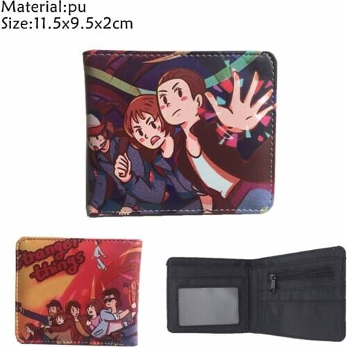 Stranger Things PU Wallet Short Bifold Photo Card Holder Layers Purse men women Zip Coin Pocket Leather Wallets Gift