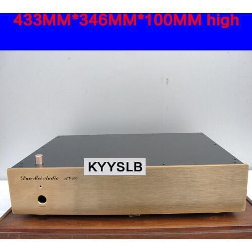 KYYSLB 435*346*100mm A200 Pure Post Amplifier Chassis Box House DIY Enclosure with Feet Screws Power Socket Amplifier Case Shell