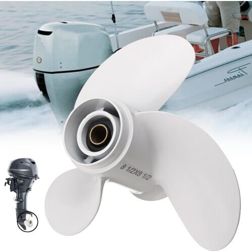 Aluminum Alloy 8 1/2 x 8 1/2 Boat Outboard Propeller For Yamaha 6-8HP 6G1-45941-00-EL 3 Blade 7 Spline Tooth Marine Propellers