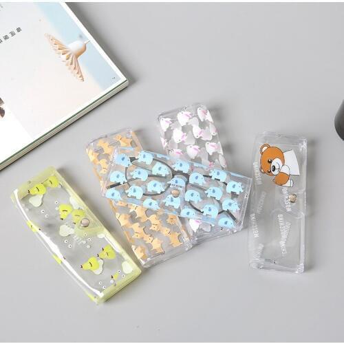 Cute plastic transparent glasses box fruit and vegetable animals cats and dogs cartoon small clear creative female glasses case