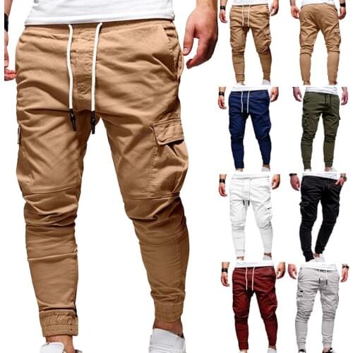 Mens Oversize Pants 2021 New Casual Solid Cargo Pants Men Trousers Drawstring Elastic Waist Joggers Men Sweatpants Streetwear