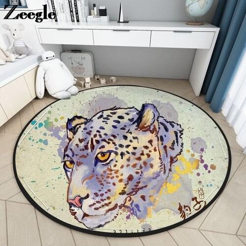 Soft and Comfortable Children Crawling Mat 150cm in Diameter Bedroom Carpet Balcony Mats Cute Animal Pattern Living Room Carpet