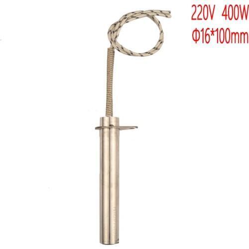 2 pieces 220V 400W 16*100mm Cartridge Heater Tube with Triangle Metal Sheet for Tin Furnace Single-head Tubular Heating Element