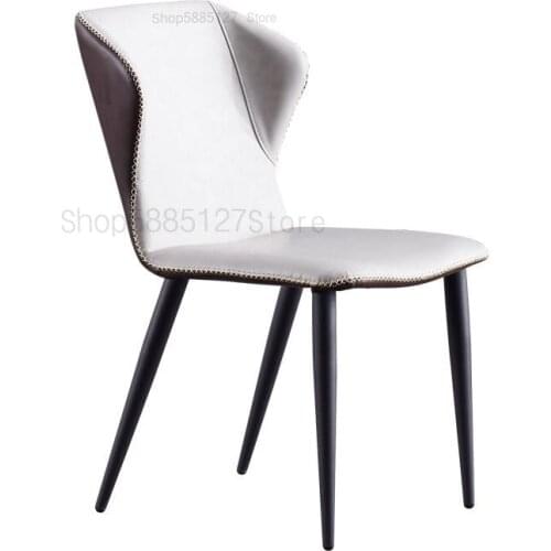 Nordic Wrought Iron Chair Minimalist Dining Chair High Back Chair Hotel Dining Chair Home Black Leather Art Net Red Stool