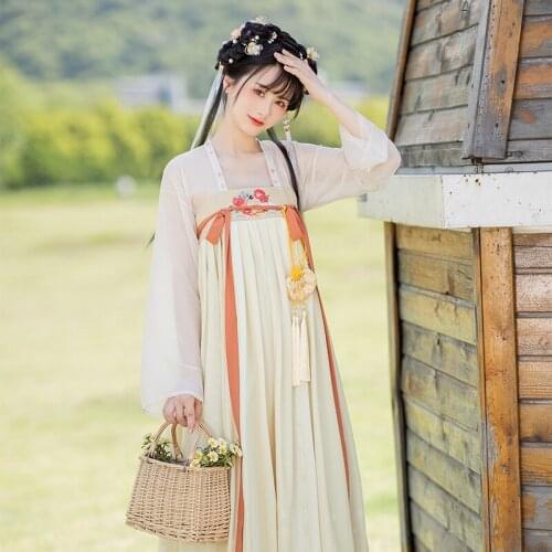 NEW Improved Han Element Dress Women Oriental Dance Clothing Chinese Traditional Summer Costumes Tang Dynasty Clothes DQL5598