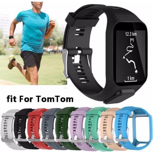 Original 10 Colors for TomTom Runner 2 / 3 Spark/3 Sport GPS Watch Replacement Silicone Band Strap Auto Fastener