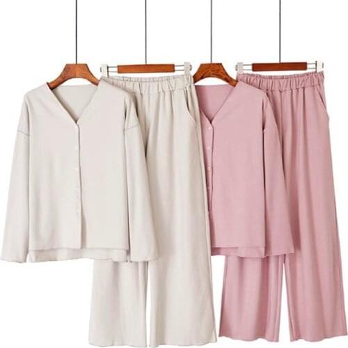 Thick warm pajamas for women casual v-neck autumn winter pijama set long sleeve sleep tops + trousers home suit new pyjama femme