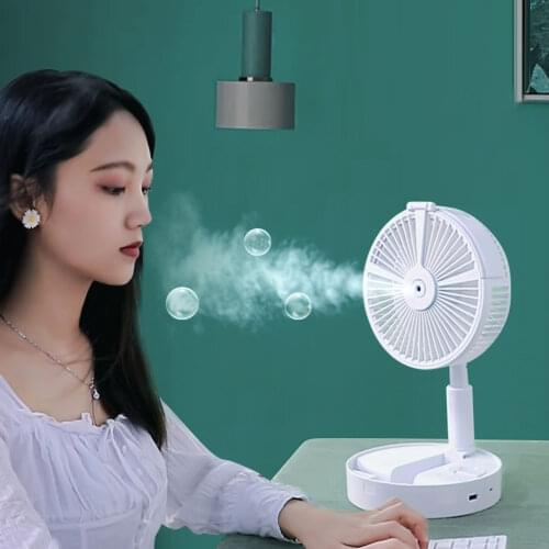 H9 Portable Folding Hydrating Fan USB Electric Fan Humidifying Water Spray Fan Rechargable Desk Floor Fan with Night Light