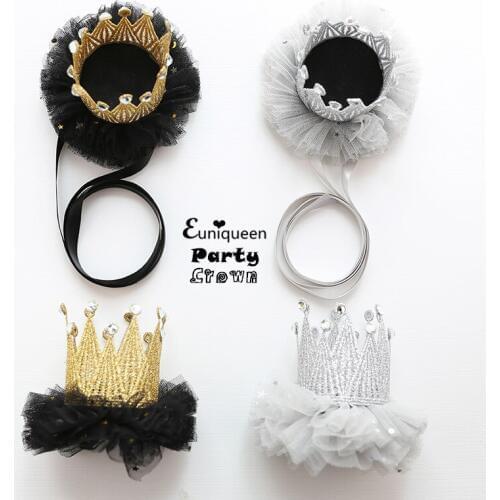1pc Birthday Gold Lace Crown Headband Girl Headdress Kids Cap Baby Shower Birthday Hats Party CrownBirthday Photography Prop