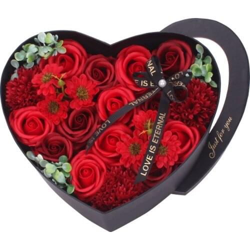 Romantic Transparent Heart-shaped Gifts Box+Soap Rose Flower Packaging Box Wedding Party Valentines Day Gift Home Decor Gift