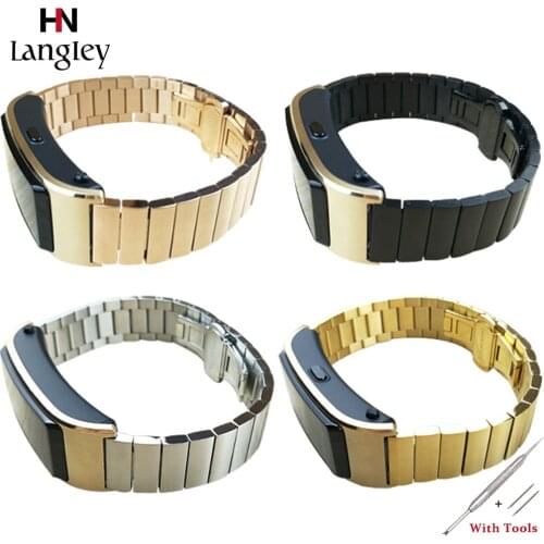 Luxury Gold Stainless Steel Watchband For Huawei B3/B5 Samsung Gear S2/S3 Straps 16/18/20/22mm Watches Accessories Wholesale