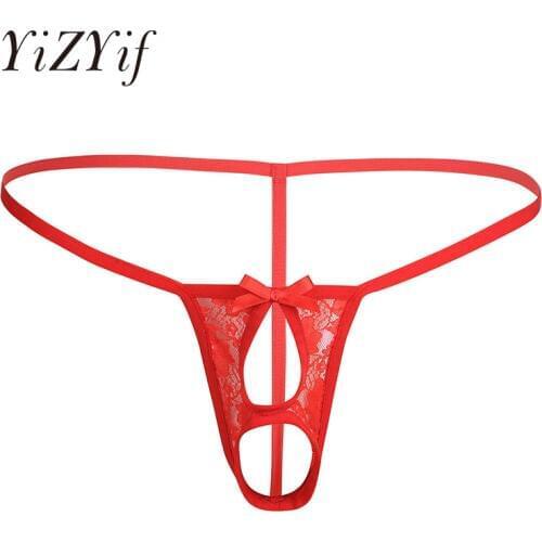 Men Lingerie g-string thong sissy panties Open Butt Crotchless Penis Hole Ball Lifter Bikini G-string Underwear gay men panties